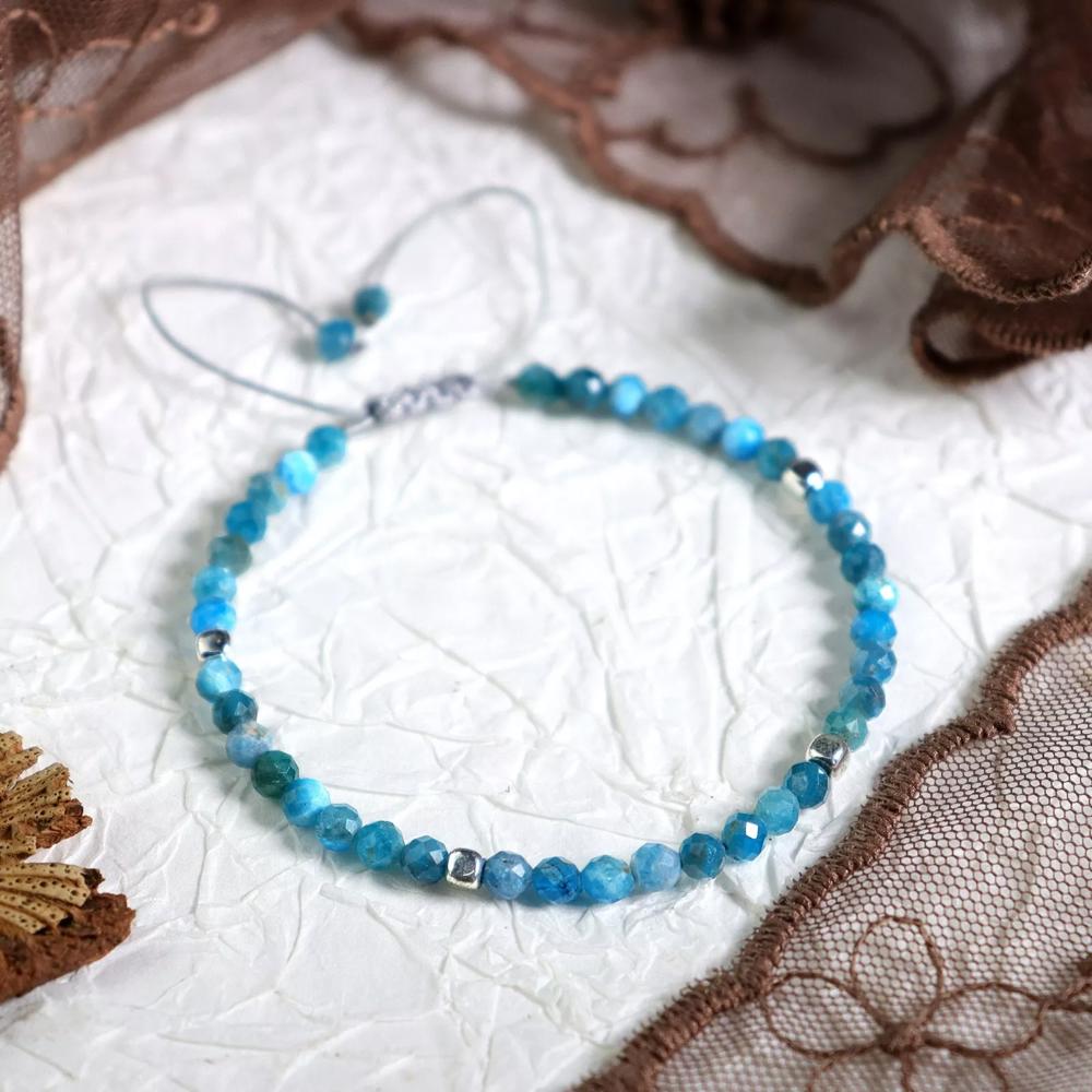 Delicate Natural Apatite Stone Dainty Healing Bracelet Minimalist