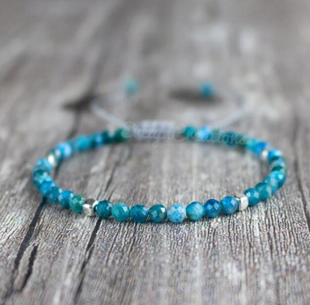 Delicate Natural Apatite Stone Dainty Healing Bracelet Minimalist