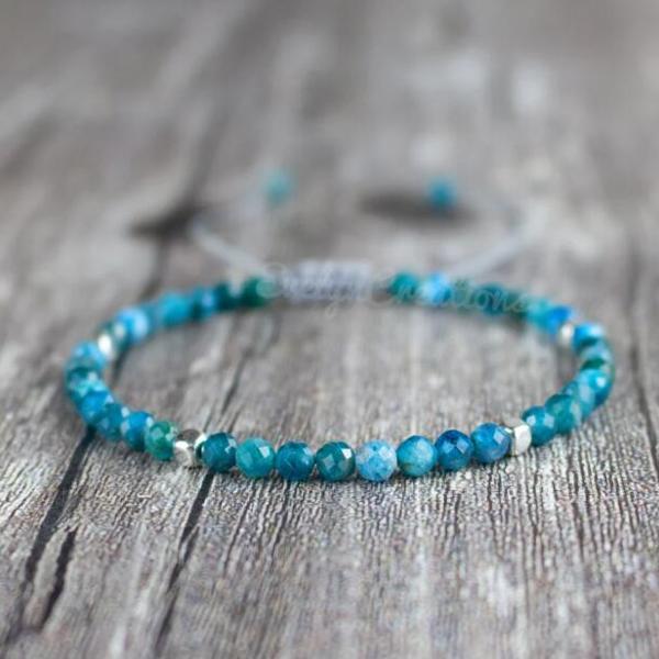 Delicate Natural Apatite Stone Dainty Healing Bracelet Minimalist