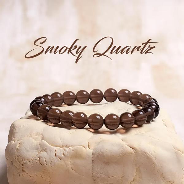 Smoky Quartz Crystal Bracelet, Emotional Healing and Balance, Handmade Gemstone Bracelet, Protection Bracelet, Stretch Bracelet, Mala Beads