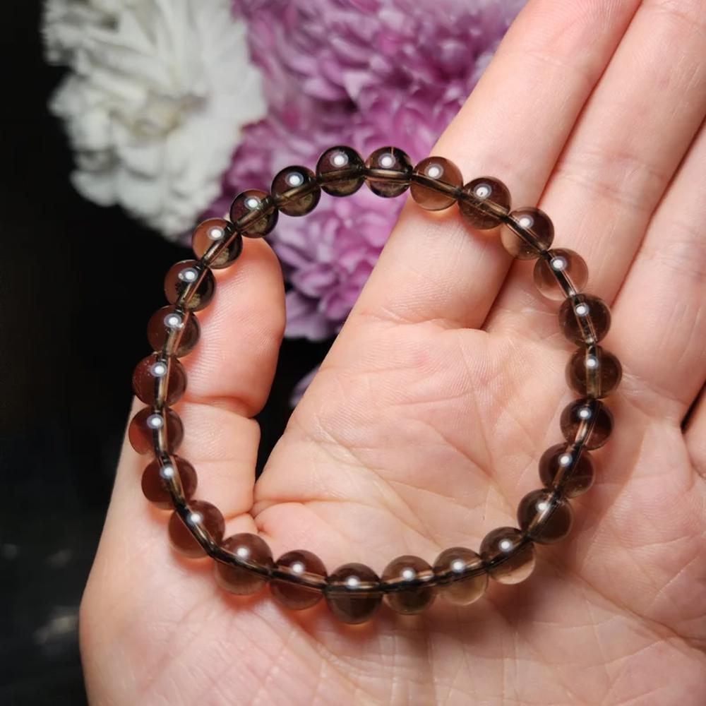 Smoky Quartz Crystal Bracelet, Emotional Healing and Balance, Handmade Gemstone Bracelet, Protection Bracelet, Stretch Bracelet, Mala Beads