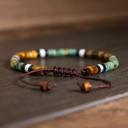  African Turquoise & Tiger Eye Beads Gemstone Healing Dainty Women Men Bracelet