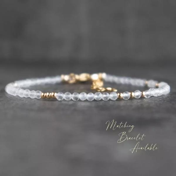 Natural Clear Quartz Crystal Tiny Beads Dainty Healing Reiki Minimalist Bracelet