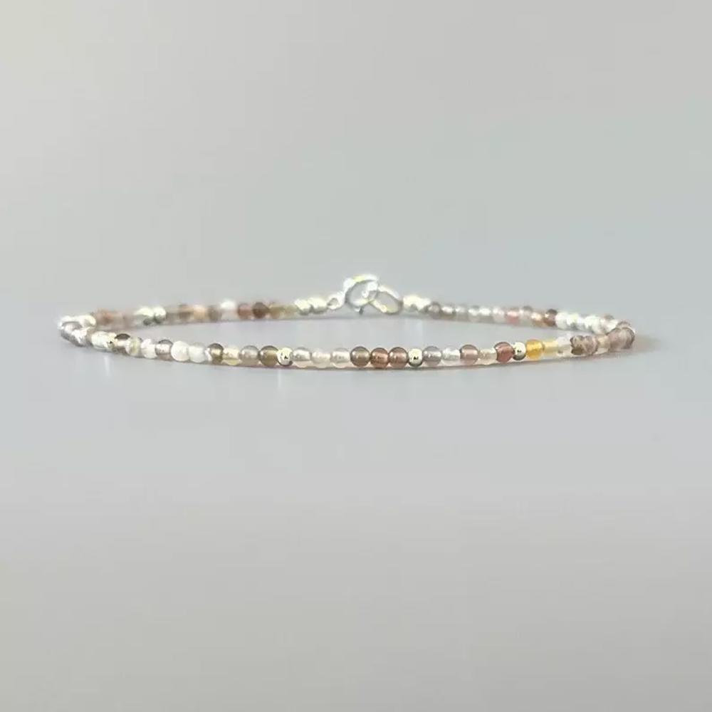 Botswana Agate Crystal 2mm Minimalist Dainty Beads Healing Balance Bracelet gift