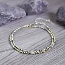  Natural Dalmatian Jasper Choker 2mm Tiny Beads Healing Reiki Minimalist Necklace