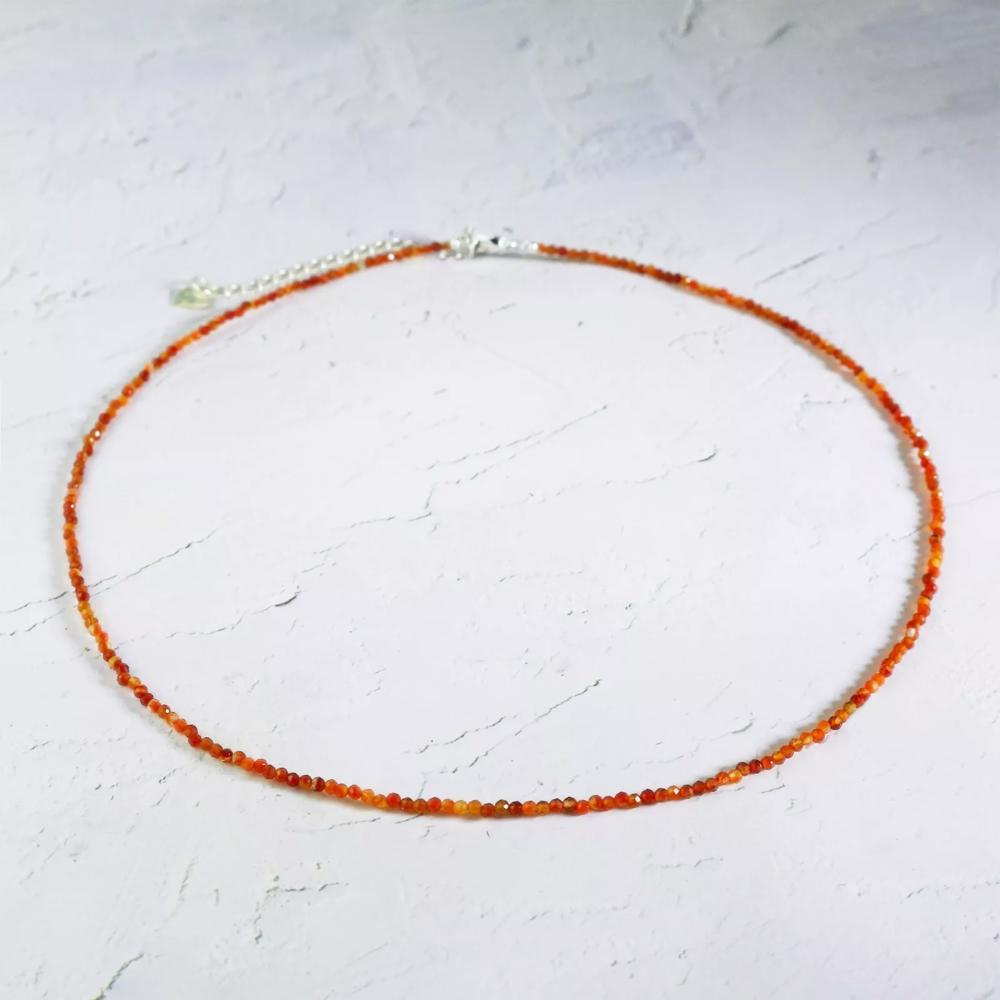 Natural Carnelian Choker Tiny Beads Healing Reiki Delicate minimalist Necklace