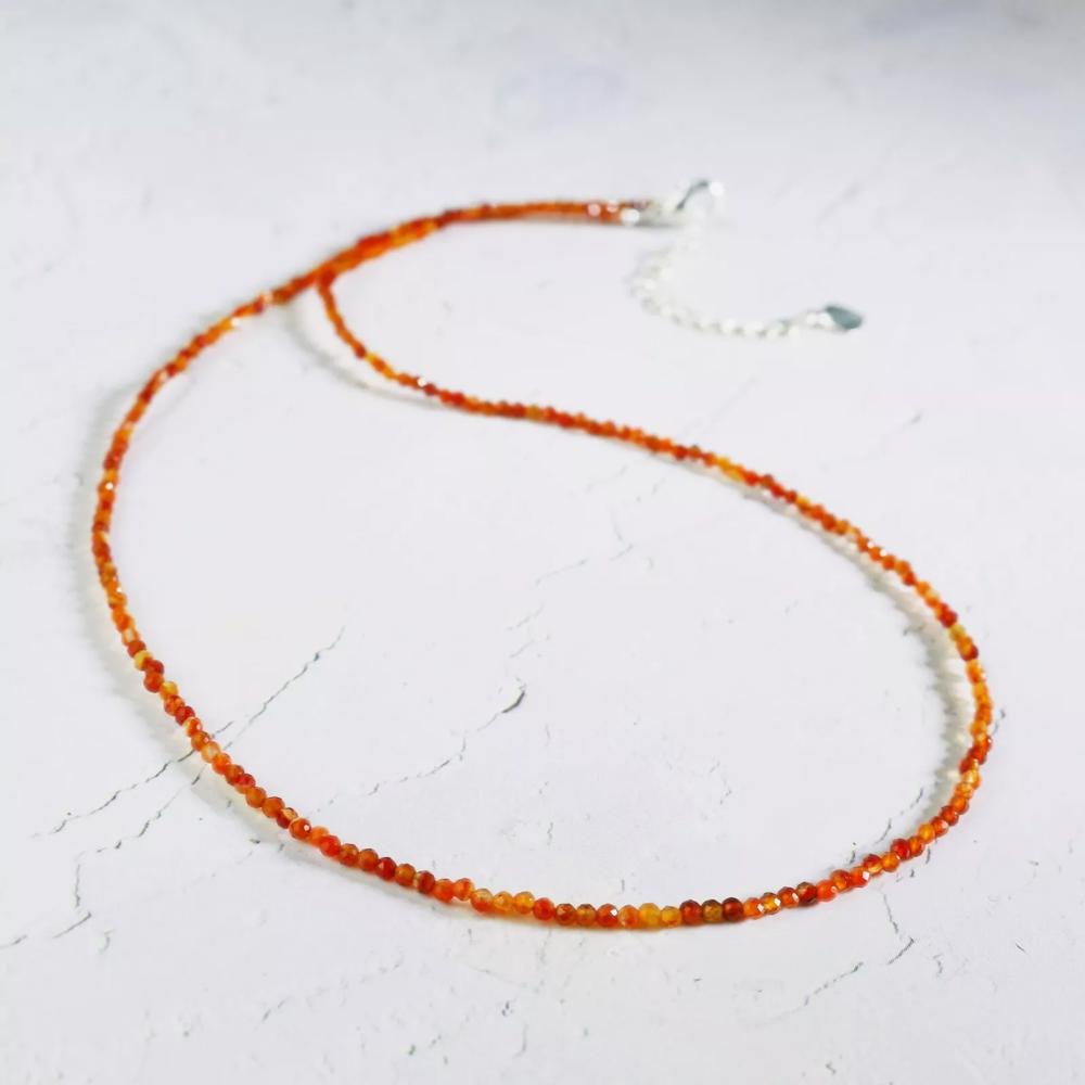 Natural Carnelian Choker Tiny Beads Healing Reiki Delicate minimalist Necklace