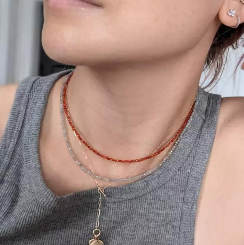 Natural Carnelian Choker Tiny Beads Healing Reiki Delicate minimalist Necklace