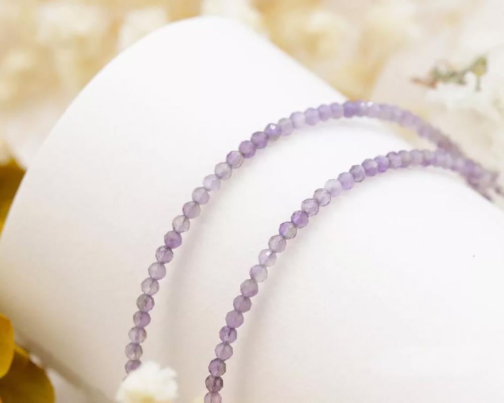 Natural Lavender Amethyst Choker Faceted Tiny Beads Healing Reiki Minimalist Necklace Gift