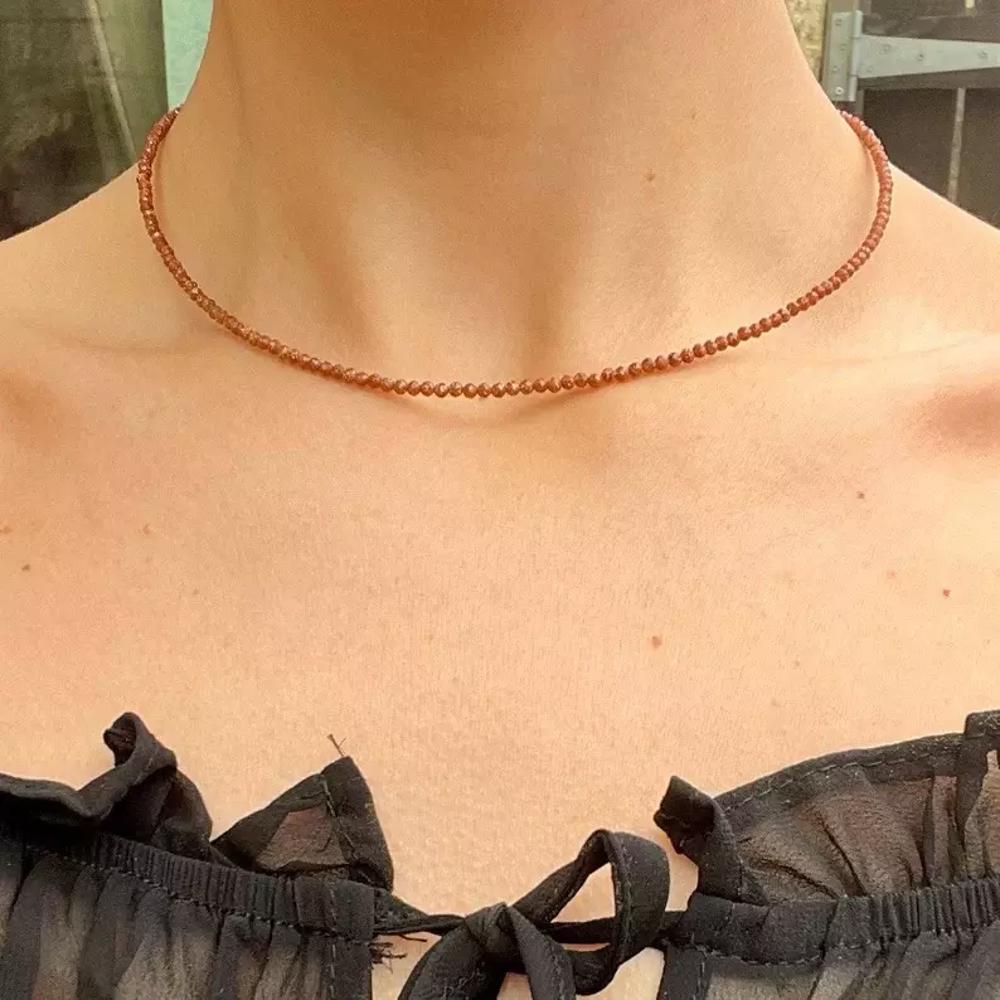 Goldstone Choker Delicate Stone Beads Necklace Crystal Dainty Choker