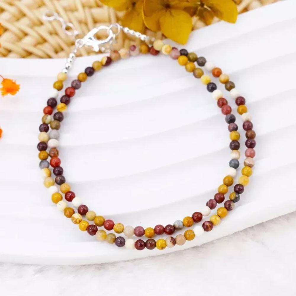 Mookaite Round Beaded Choker Healing Reiki Dainty Women Boho Style Necklace