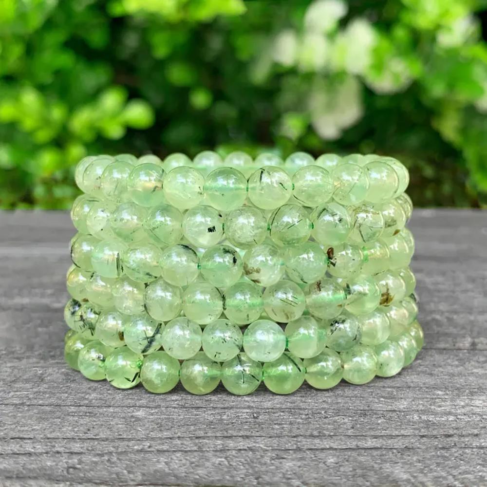 Prehnite Crystal Bracelet, Healing Crystal Bracelet, Handmade Beaded Bracelet, Mala Bracelet