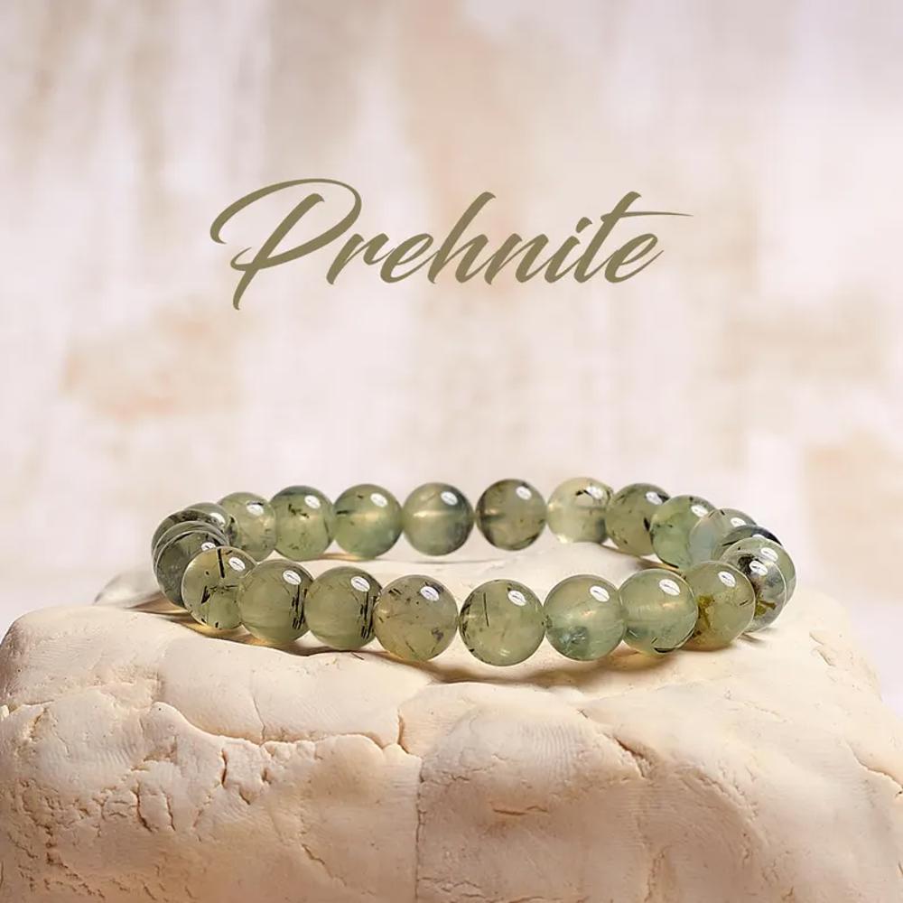 Prehnite Crystal Bracelet, Healing Crystal Bracelet, Handmade Beaded Bracelet, Mala Bracelet