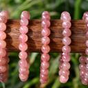  Strawberry Quartz Crystal Bracelet, Healing Crystal Bracelet, Pink Crystals, Stretch Bracelet, Mala Bracelet, Handmade Bracelet for Women