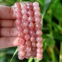  Strawberry Quartz Crystal Bracelet, Healing Crystal Bracelet, Pink Crystals, Stretch Bracelet, Mala Bracelet, Handmade Bracelet for Women