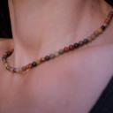  Natural Red Creek Jasper Tiny Beaded Choker Healing Minimalist Dainty Necklace