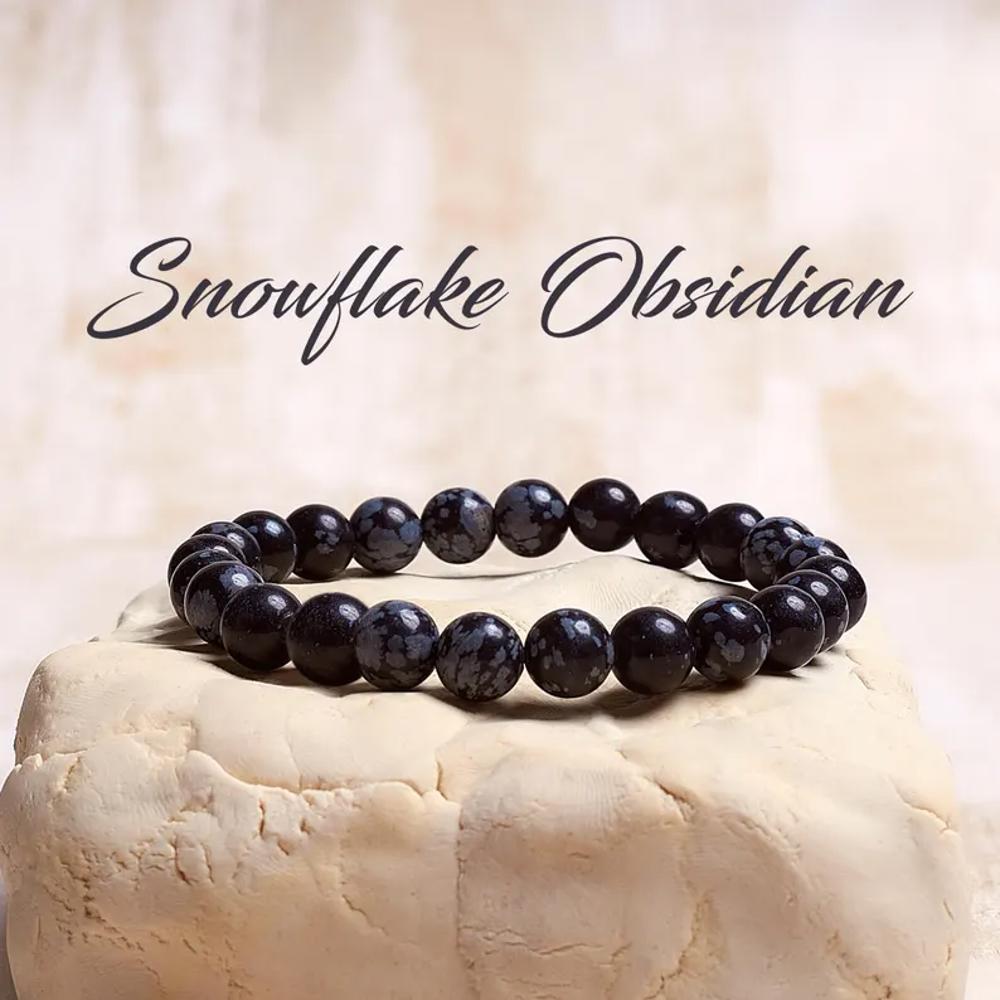 Snowflake Obsidian Crystal Bracelet, Healing Crystal Bracelet, Stretch Bracelet, Handmade Bracelet for Women