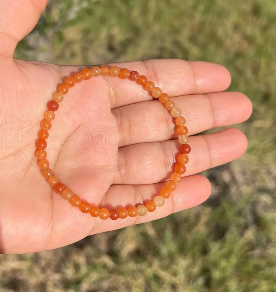 Natural Orange Aventurine Stone Dainty Bracelet 4mm Gemstone Healing Bracelet