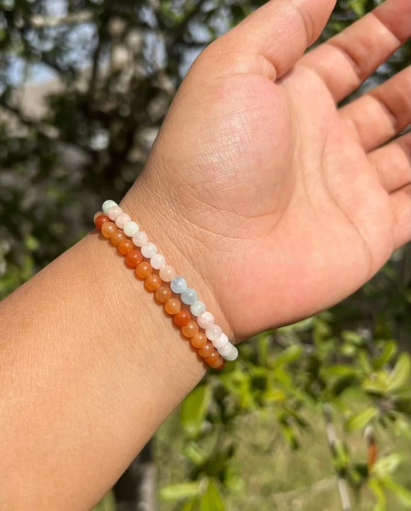 Natural Orange Aventurine Stone Dainty Bracelet 4mm Gemstone Healing Bracelet