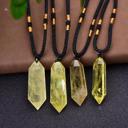  Citrine Crystal Hexagonal Point Pendant Healing Balance Women Men Necklace Gifts