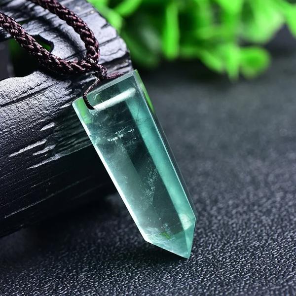 Green Fluorite Hexagonal Points Pendant Healing Amulet Women Men Necklace Gift