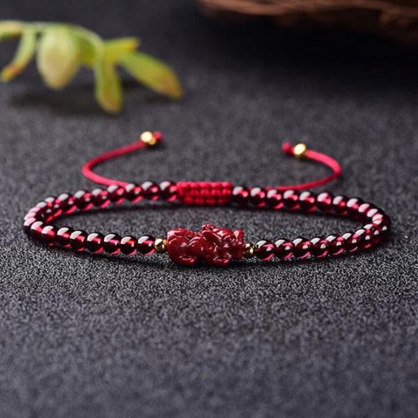 4mm Garnet Stone Grounding Feng Shui Pixiu Bracelet