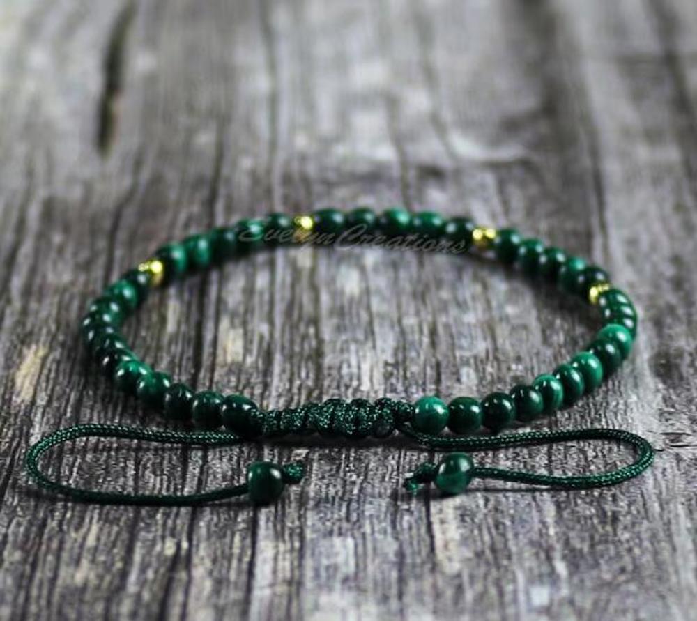 Natural Malachite Stone Dainty Bracelet