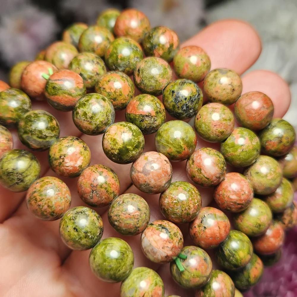 Unakite Crystal Bracelet, Healing Crystal Bracelet, Stretch Bracelet