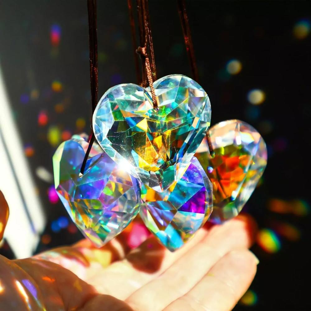 Valentine's Day Decor Crystal Suncatchers Heart Pendant Prism Rainbow Maker