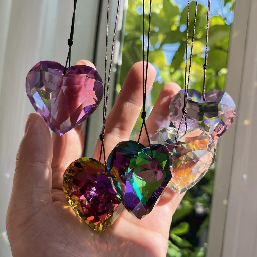 Valentine's Day Decor Crystal Suncatchers Heart Pendant Prism Rainbow Maker