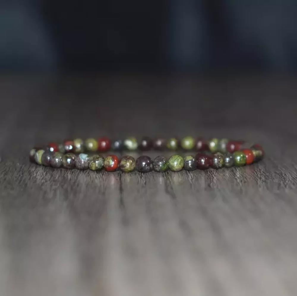 Natural Bloodstone 4mm Beaded Healing Reiki Stretch Women Men Bracelet Xmas Gift