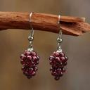  Natural Garnet Stone Grapes Purple Gems Dangle Healing Birthstone Drop Earrings