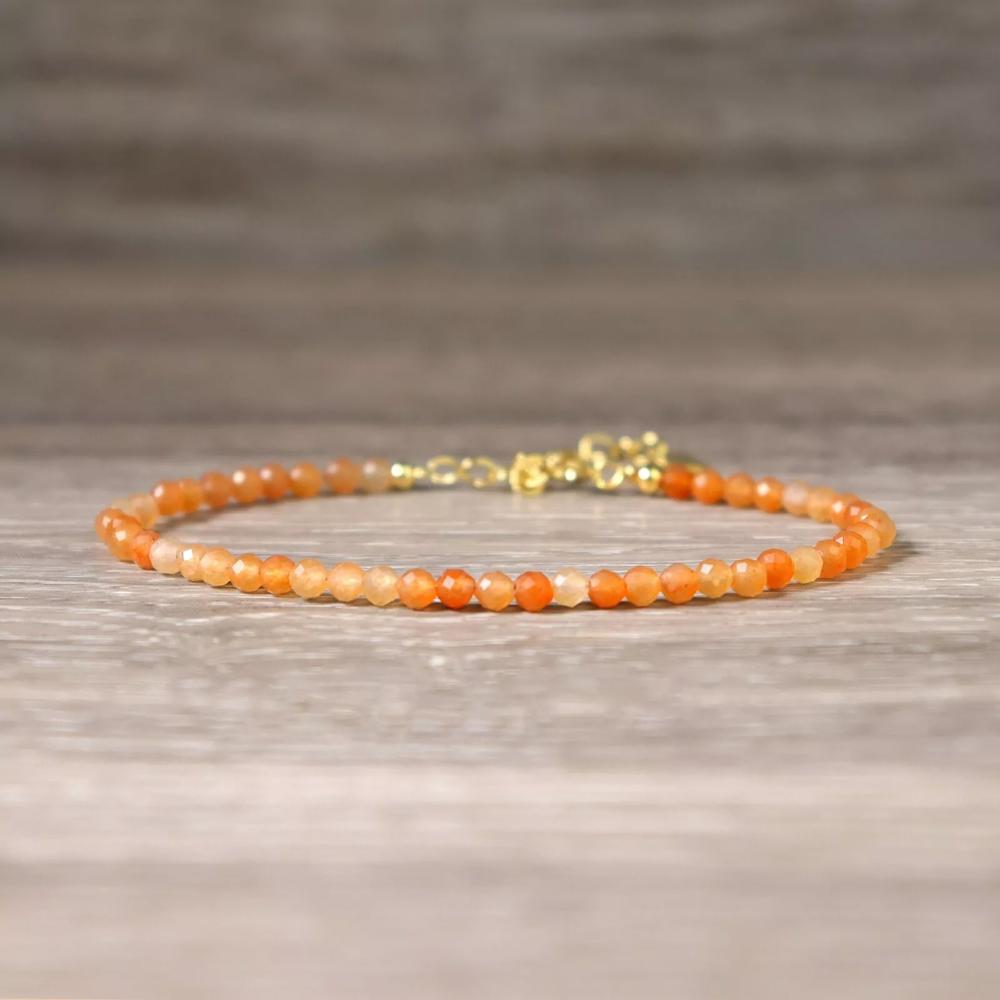 Red Aventurine 3mm Bead Healing Balance Minimalist Women Dainty Bracelet Gifts