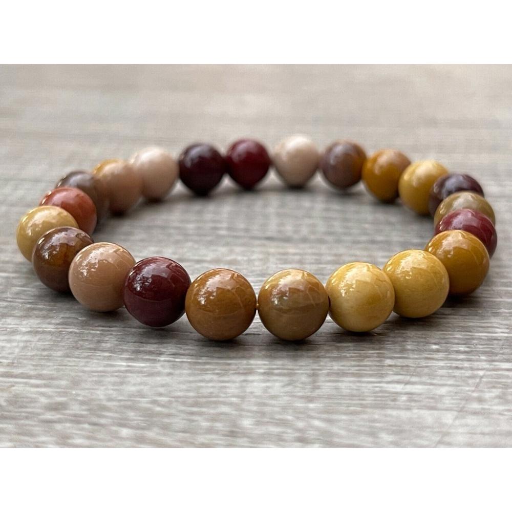 Mookaite Crystal Bead Bracelet 8mm, Genuine Mookaite Gemstone Bracelet