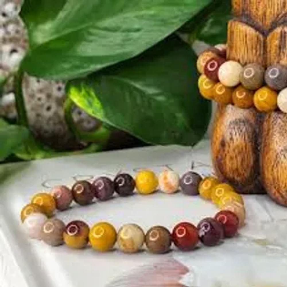 Mookaite Crystal Bead Bracelet 8mm, Genuine Mookaite Gemstone Bracelet