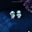  Space 1Stud Earrings Natural Moonstone Crystal Earrings Sterling Silver