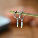  Dainty Feather Earrings 925 Sterling Silver Women Small Hoop Minimalist Earrings