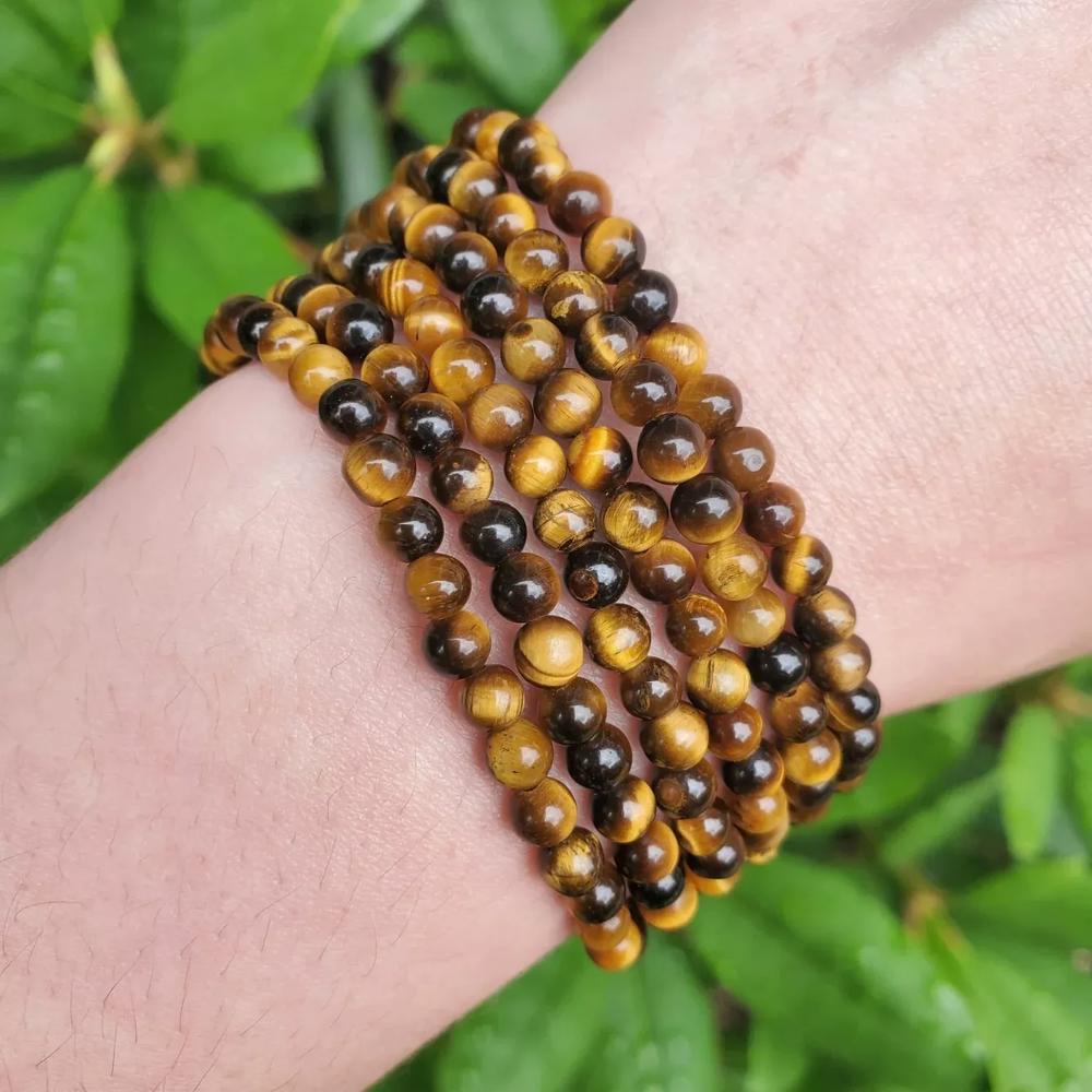 Natural Tiger's Eye 4MM Gemstone Bead Healing Protection Men Women Bracelet Gift