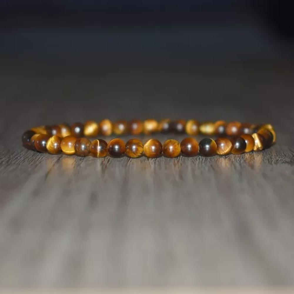 Natural Tiger's Eye 4MM Gemstone Bead Healing Protection Men Women Bracelet Gift