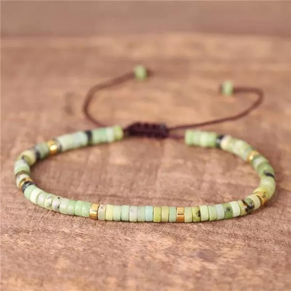 Natural Green Jasper Stone Dainty Bracelet Green Gemstone Minimalist Bracelet