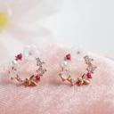  Natural Pearl Crystal Flower Stud Earrings Rose Gold Butterfly Post Earrings