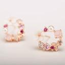  Natural Pearl Crystal Flower Stud Earrings Rose Gold Butterfly Post Earrings