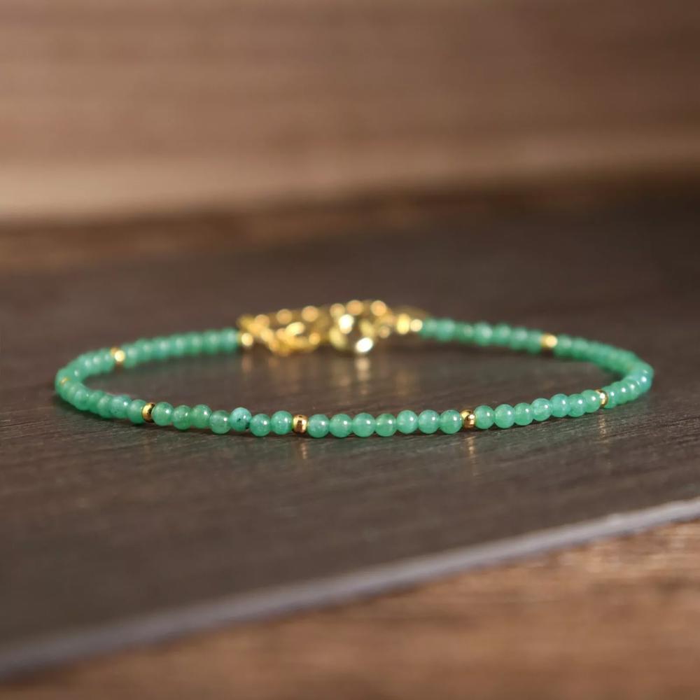 Green Jade Stone Dainty Bracelet Delicate Healing Crystal Bracelet Gift