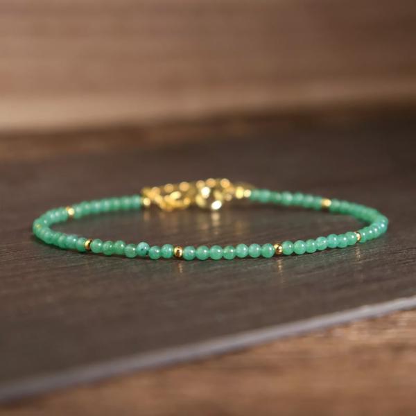 Green Jade Stone Dainty Bracelet Delicate Healing Crystal Bracelet Gift