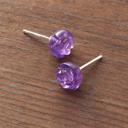  Amethyst Stone Flower Stud Earrings Purple Crystal Post Earrings Sterling Silver