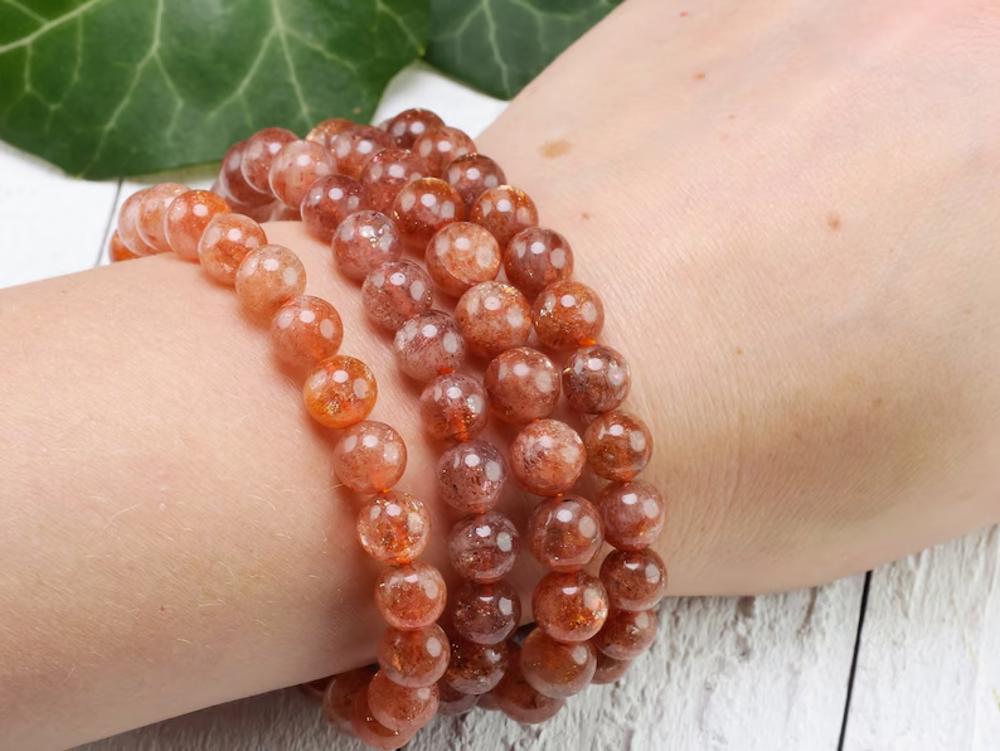 Sunstone Crystal Bracelet, Healing Crystal Bracelet, Orange Stone Jewelry, Energy Crystals, Bracelet for Women, Crystal Bracelet