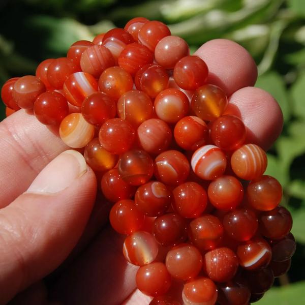 5pcs Natural Red Agate 8mm 6.7" Crystal Healing Stretch Bracelet