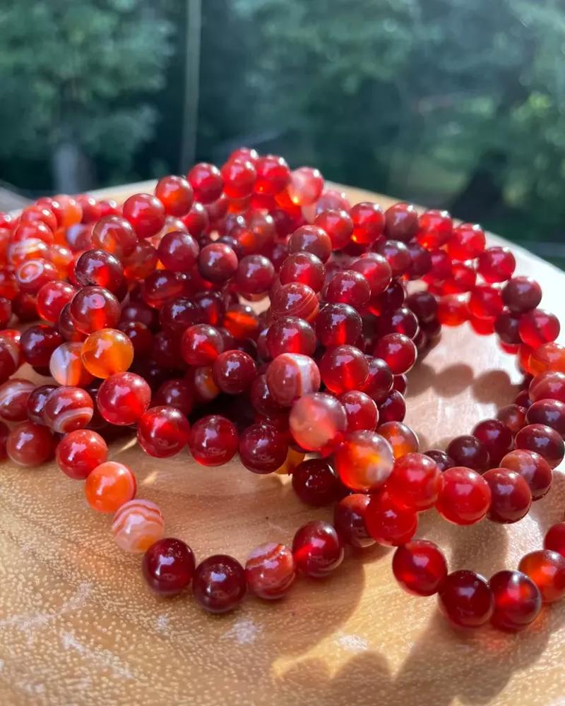 5pcs Natural Red Agate 8mm 6.7" Crystal Healing Stretch Bracelet