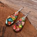  Sea Sediment Jasper Drop Earrings Natural Stone Teardrop Dangle Earrings