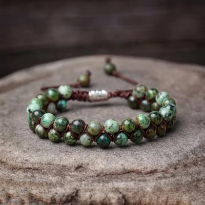Handmade Braided African Turquoise Round Bead Healing Women Men Bracelet Gift
